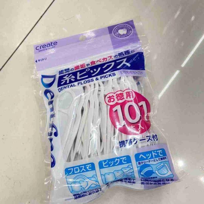 Dentfine 袋装加宽扁线牙线 101支入