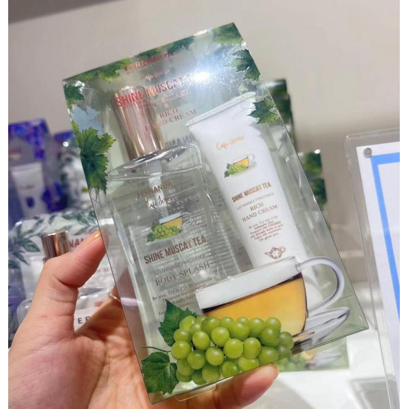 《入库后提交包邮专线》特价现货：日本FERNANDA 阳光玫瑰葡萄茶套盒 身体香氛喷雾95ml+护手霜20g