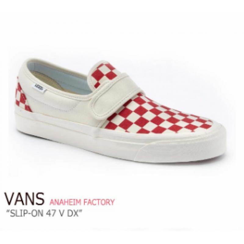 奥莱特价：vans万斯 红白棋盘格魔术贴slip on23.0cm低帮板鞋