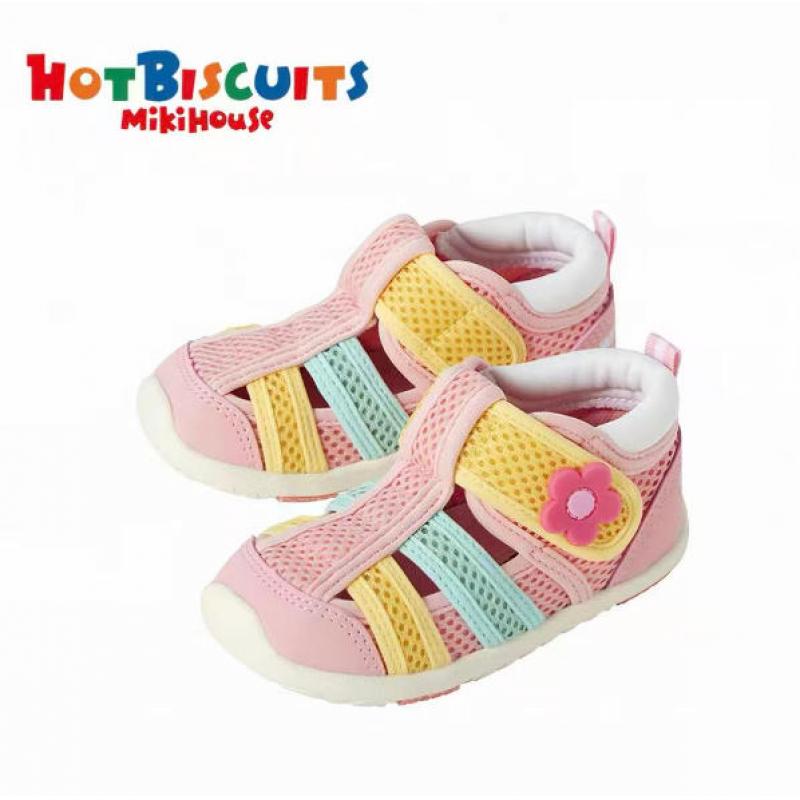 代购：MIKIHOUSE HB网面涉水鞋二段凉鞋 浅黄拼色 多尺码可选（72-9306-146）