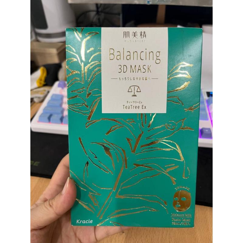 特价现货：kracie肌美精 3D面膜 水油平衡保湿茶树精华面膜 3枚入
